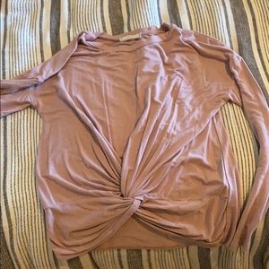 long sleeve rose gold light pink shirt